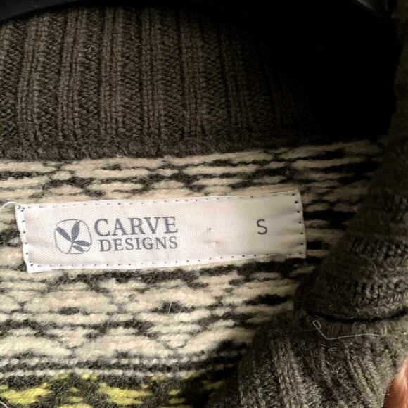 CARVE DESIGNS Merino Wool Button Down Fair Isles Print Cardigan Sweater Size S - Picture 2 of 10